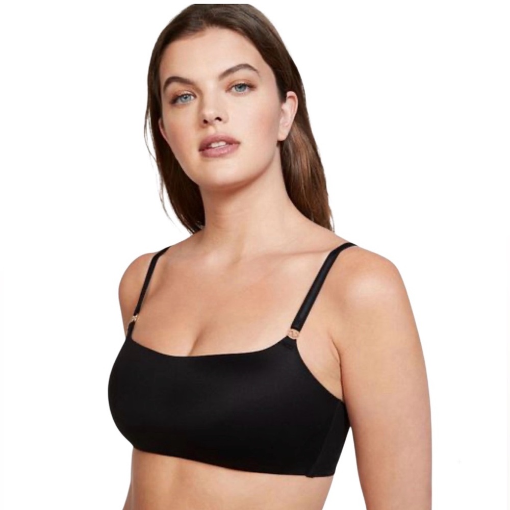 Victoria’s Secret Smooth Straight Square-Neck Wireless Lounge Bra Black Medium